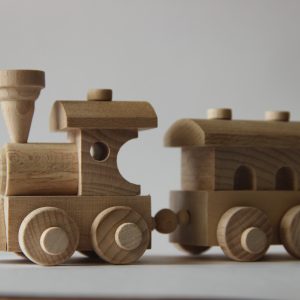 Wooden train toy "Train and three cars"