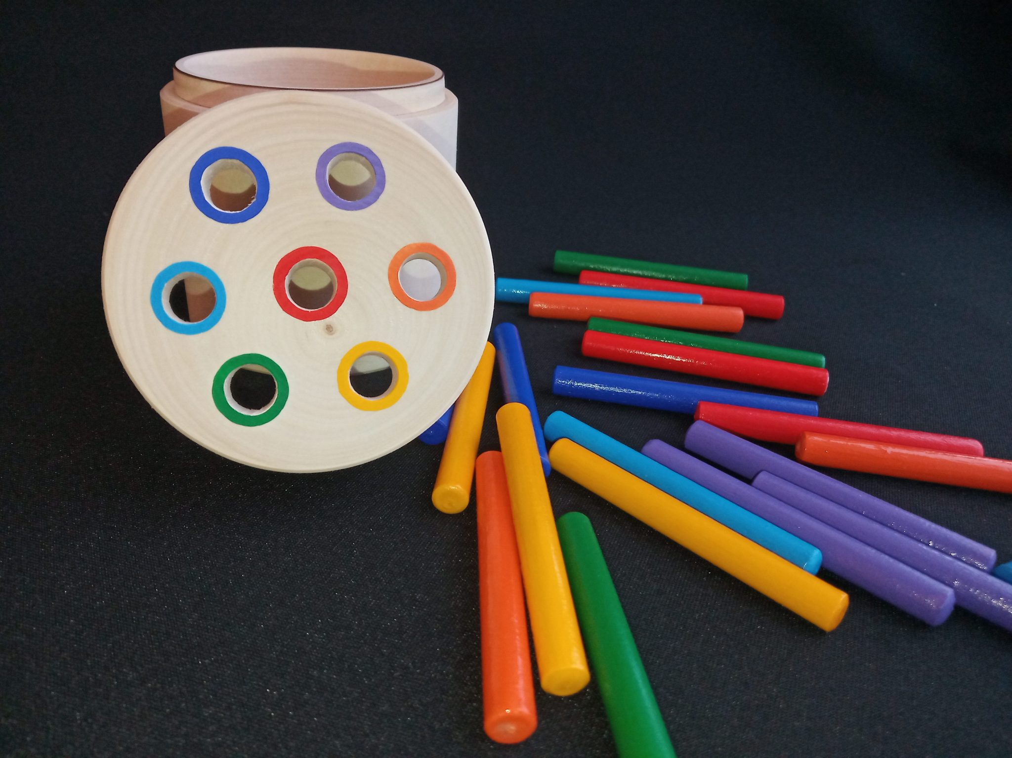 Wooden children toy cylinder with sticks TheKiddoToys Eco toys