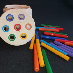 Wooden children toy cylinder with sticks